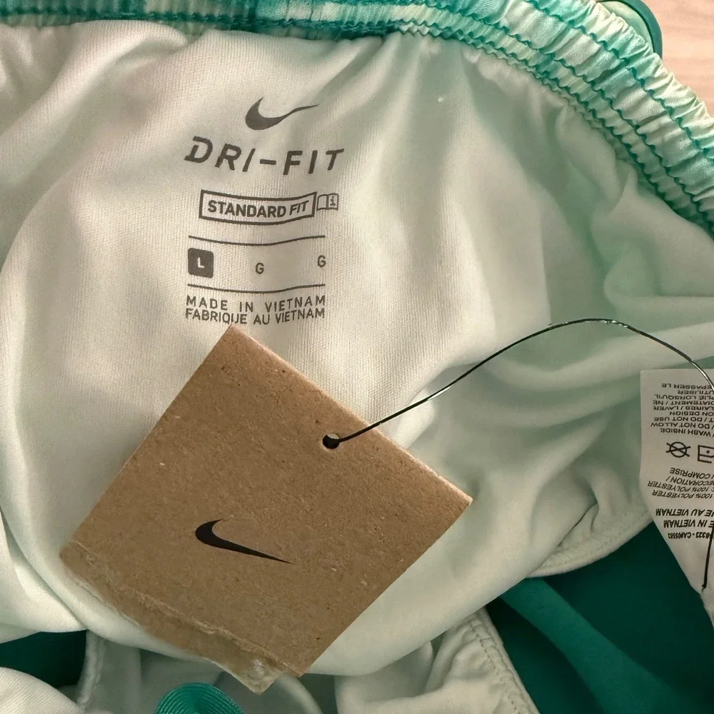 Nike Dri Fit Running Shorts Women's Large Teal Tie Dye Athletic Performance